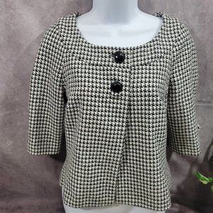 White House Black Market 3/4 Length Sleeve Houndstooth Print Jacket Size 10